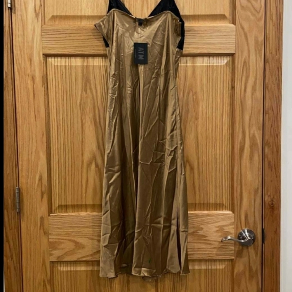 ATM Contrast Detail Silk Satin Slipdress - Picture 7 of 10